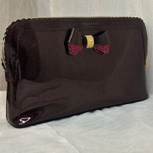 Ted Baker Ardith Glitter Deep Burgundy Bag with Gold Zipper